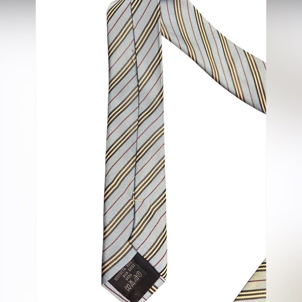 BURBERRY LONDON Made in England Striped Silk Power Tie Blue White +read - Picture 9 of 11